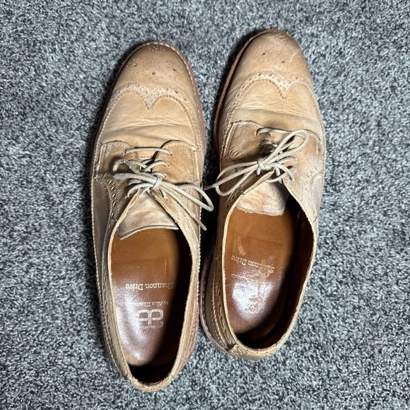 Allen Edmonds Shoes Mens 9.5 D Tan Leather Shannon Drive Brogue Long Wingtip - Picture 5 of 8